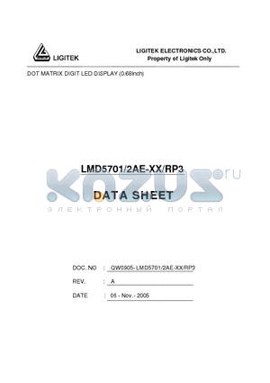 LMD5701-2AE-XX-RP3 datasheet - DOT MATRIX DIGIT LED DISPLAY (0.68Inch)