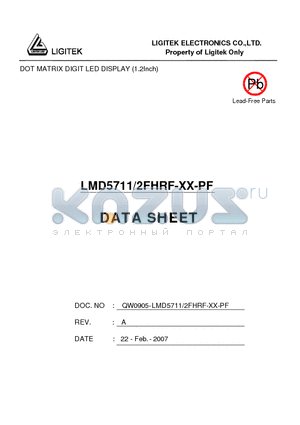 LMD5711-2FHRF-XX-PF datasheet - DOT MATRIX DIGIT LED DISPLAY (1.2Inch)