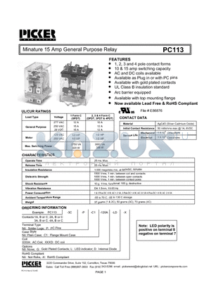 PC113-1A-P-C1-120AL-X datasheet - PC113