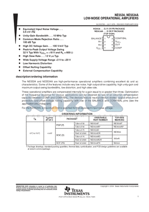 NE5534PS datasheet - LOW OPERATIONAL AMPLIFIERS