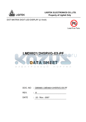 LMD8821-2HSRVG-XX-PF datasheet - DOT MATRIX DIGIT LED DISPLAY (2.1Inch)