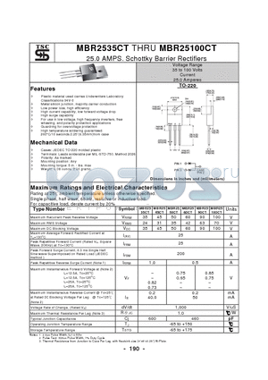 MBR2545CT datasheet - 25.0 AMPS. Schottky Barrier Rectifiers
