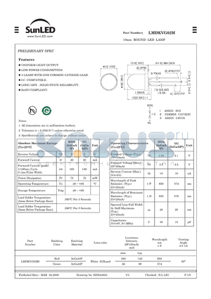 LMDKVG02M datasheet - 10mm ROUND LED LAMP