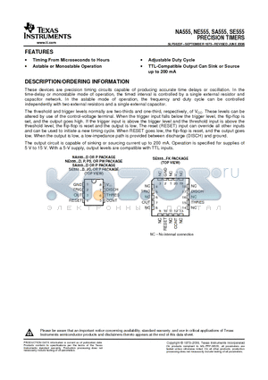 NE555 datasheet - PRECISION TIMERS