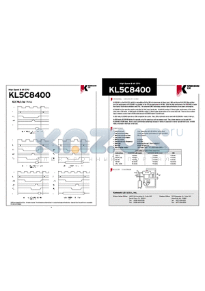 KL5C8400 datasheet - HIGH SPEED 8 BIT CPU