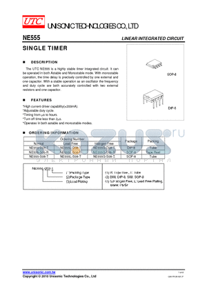 NE555 datasheet - SINGLE TIMER