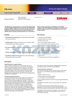 PM-44IX datasheet - Programmable Imaging DSP