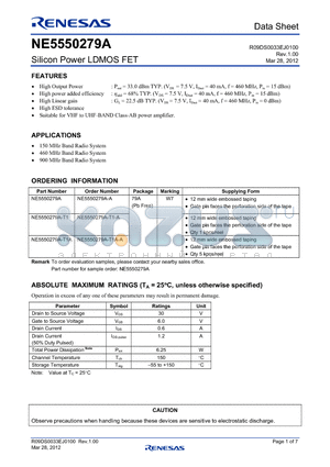 NE5550279A-T1A datasheet - Silicon Power LDMOS FET