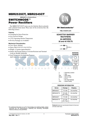 MBR2545CTG datasheet - SWITCHMODE Power Rectifiers