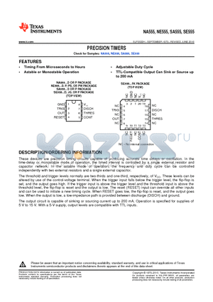 NE555DG4 datasheet - Precision timing circuits capable of producing accurate time delays or oscillation