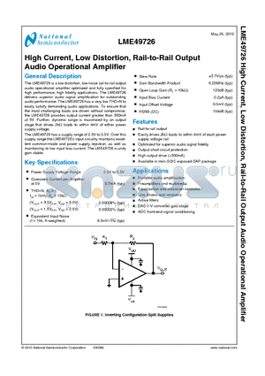 LME49726 datasheet - High Current, Low Distortion, Rail-to-Rail Output Audio Operational Amplifier