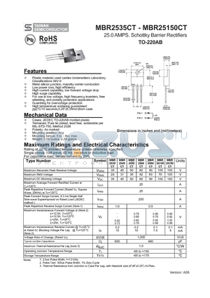 MBR2550CT datasheet - 25.0 AMPS. Schottky Barrier Rectifiers