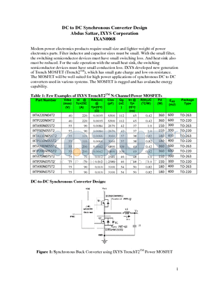 IXTP90N075T2 datasheet - DC to DC Synchronous Converter Design
