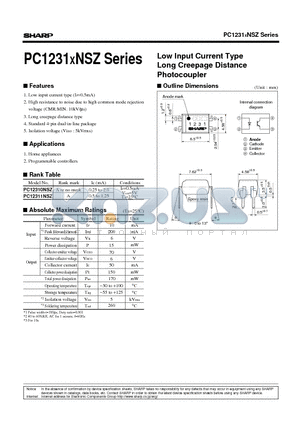 PC12310NSZ datasheet - Low Input Current Type Long Creepage Distance Photocoupler