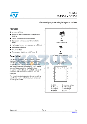 NE555_07 datasheet - General purpose single bipolar timers