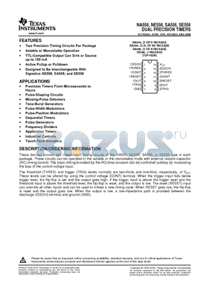 NE556DR datasheet - DUAL PRECISION TIMERS