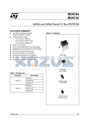 M24C32-BN3 datasheet - 64Kbit and 32Kbit Serial IbC Bus EEPROM