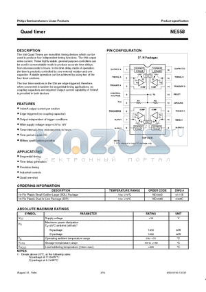 NE558N datasheet - Quad timer