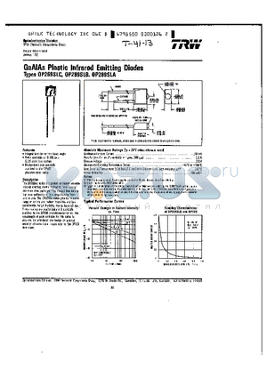 OP269 datasheet - GAALAS PLASTIC INFRARED EMITTING DIODES