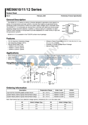 NE56610 datasheet - Family of devices designed to generate a reset signal for a variety of microprocessor and logic systems