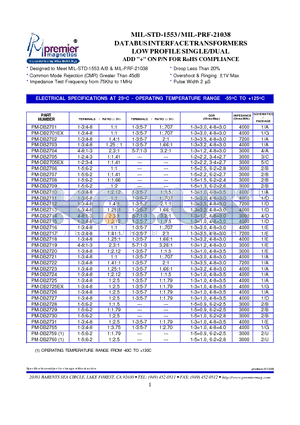 PM-DB2703 datasheet - DATABUS INTERFACE TRANSFORMERS LOW PROFILE SINGLE/DUAL