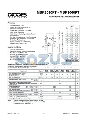 MBR3030PT datasheet - 30A SCHOTTKY BARRIER RECTIFIER