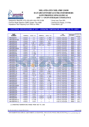 PM-DB27415 datasheet - DATABUS INTERFACE TRANSFORMERS LOW PROFILE SINGLE/DUAL