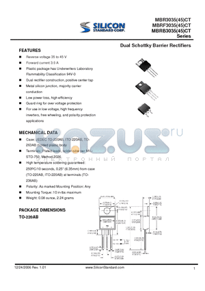 MBR3035CT datasheet - Dual Schottky Barrier Rectifiers