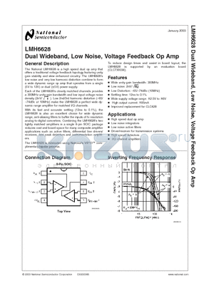 LMH6628MAX datasheet - Dual Wideband, Low Noise, Voltage Feedback Op Amp