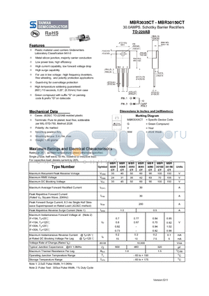 MBR3035CT datasheet - 30.0AMPS. Schottky Barrier Rectifiers