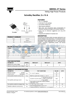 MBR3035CT_08 datasheet - Schottky Rectifier, 2 x 15 A