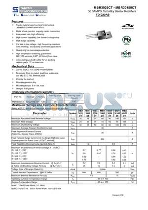 MBR3035CT_13 datasheet - 30.0AMPS. Schottky Barrier Rectifiers