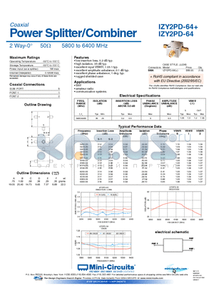 IZY2PD-64 datasheet - Power Splitter/Combiner