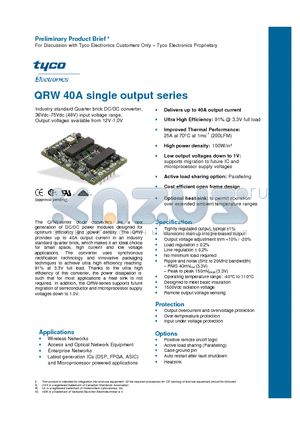 QRW040A0M1 datasheet - QRW 40A single output series