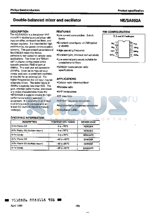 NE602A datasheet - DOUBLE BALANCED MIXER AND OSCILLATOR