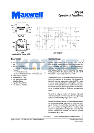 OP284RPFI datasheet - Operational Amplifiers