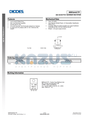 MBR3045CTP datasheet - 30A SCHOTTKY BARRIER RECTIFIER