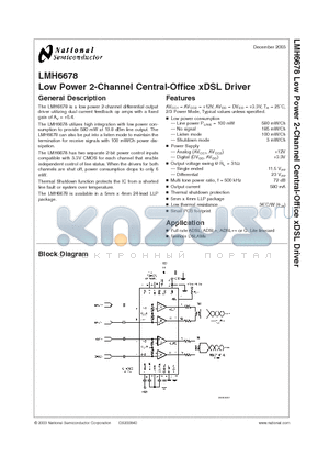 LMH6678LQX datasheet - Low Power 2-Channel Central-Office xDSL Driver