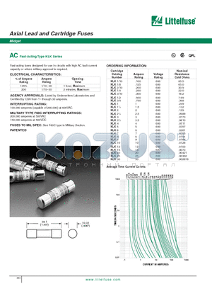 KLK datasheet - Axial Lead and Cartridge Fuses - Midget