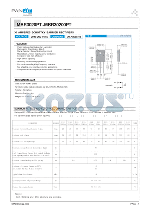 MBR3045PT datasheet - 30 AMPERES SCHOTTKY BARRIER RECTIFIERS