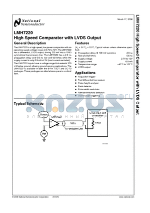 LMH7220MKX datasheet - High Speed Comparator with LVDS Output