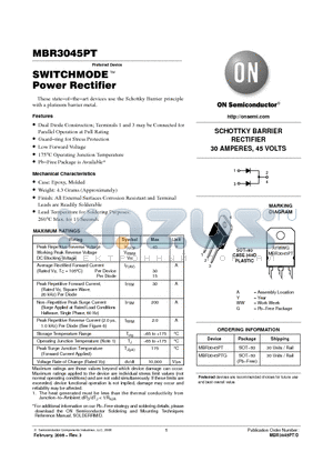 MBR3045PTG datasheet - SWITCHMODE Power Rectifier