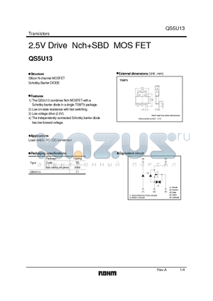 QS5U13_06 datasheet - 2.5V Drive NchSBD MOS FET