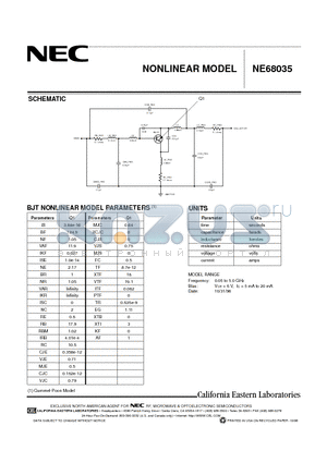 NE68035 datasheet - NONLINEAR MODEL