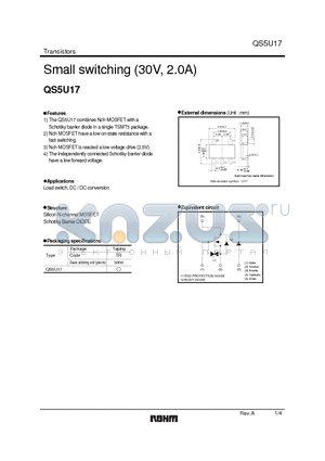QS5U17 datasheet - Small switching (30V, 2.0A)