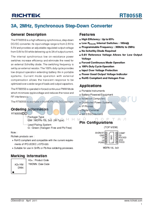 LMK325BJ226ML datasheet - 3A, 2MHz, Synchronous Step-Down Converter