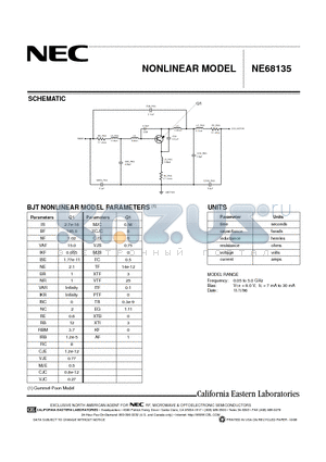 NE68135 datasheet - NONLINEAR MODEL