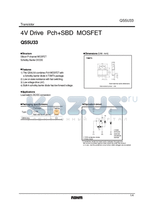 QS5U33 datasheet - 4V Drive PchSBD MOSFET