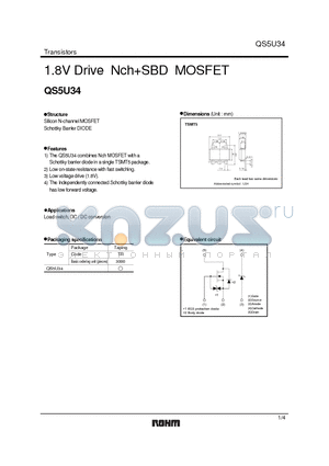 QS5U34 datasheet - 1.8V Drive NchSBD MOSFET