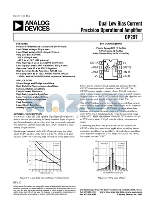 OP297AZ datasheet - Dual Low Bias Current Precision Operational Amplifier